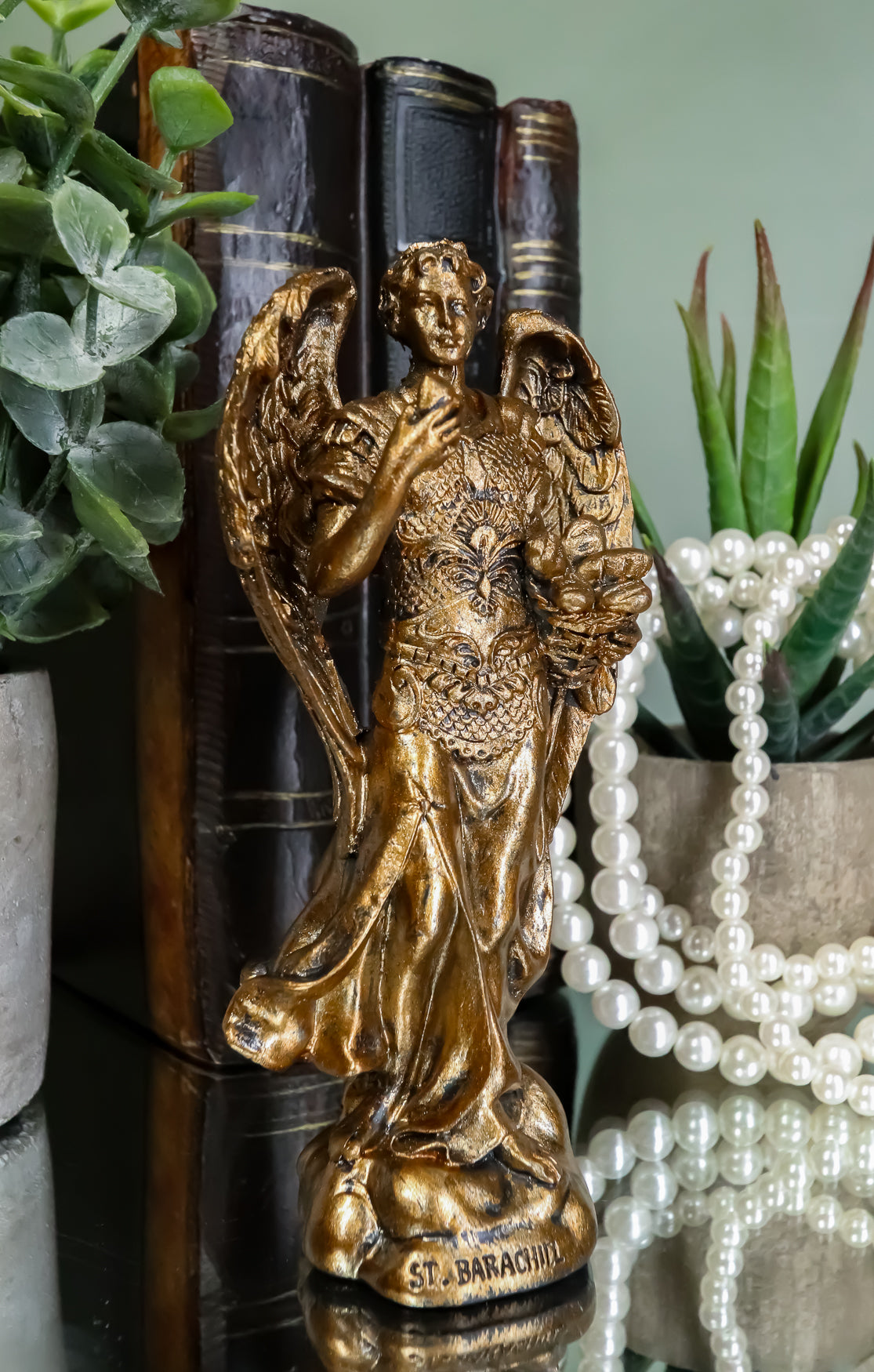 Ebros Bronzed Archangel Saint Barachiel Statue Blessings Of God 5"H Figurine - Ebros Gift