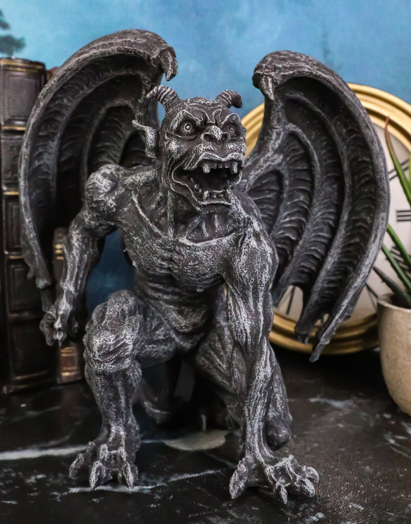 Winged Horned Devil Gargoyle Statue 6.25" Tall Notre Dame Evil Warden Gargoyle