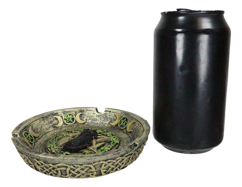 Wiccan Black Cat with Pentagram Triple Moon Celtic Knotwork Cigarette Ashtray