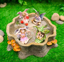 Mini Fairy Garden Fairies With Tree Stump House Nook Display Figurine Set Of 5