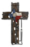 Western Star On Texas Map Flag With Barbed Wires Faux Distressed Wood Wall Cross