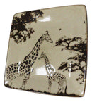 Pack Of 2 Safari Grasslands Giraffe Mother And Calf Appetizer Salad Plates 8.5"W