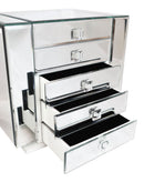 Contemporary Wooden Mirrored Glass Multiple Compartments Drawers Jewelry Box