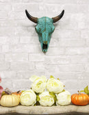 Ebros 10" Wide Western Southwest Steer Bison Buffalo Bull Cow Horned Skull Head Turquoise Floral Lace Design Wall Mount Decor - Ebros Gift