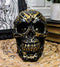 Ebros Black and Gold Tribal Skull Figurine 6.5" Long Collectible Horror Skull Head