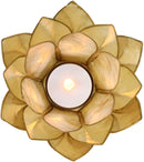 Ebros Seashells Lotus Flower Votive Tea Light Candle Holder 4.25"D (Yellow Gold)
