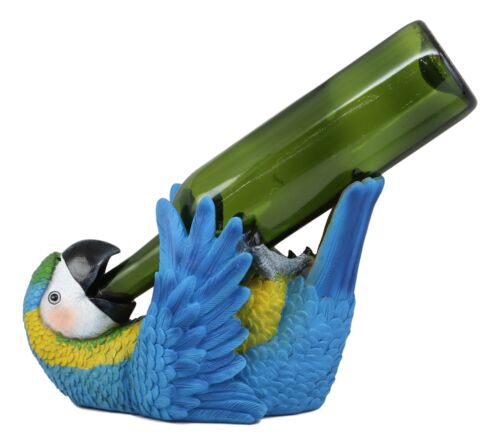 Rio Rainforest Jungle Blue Scarlet Macaw Parrot Wine Bottle Holder Figurine