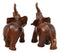 Ebros Faux Wood Feng Shui Elephant with Trunk Up Statue Set of 2 Thai Buddhism