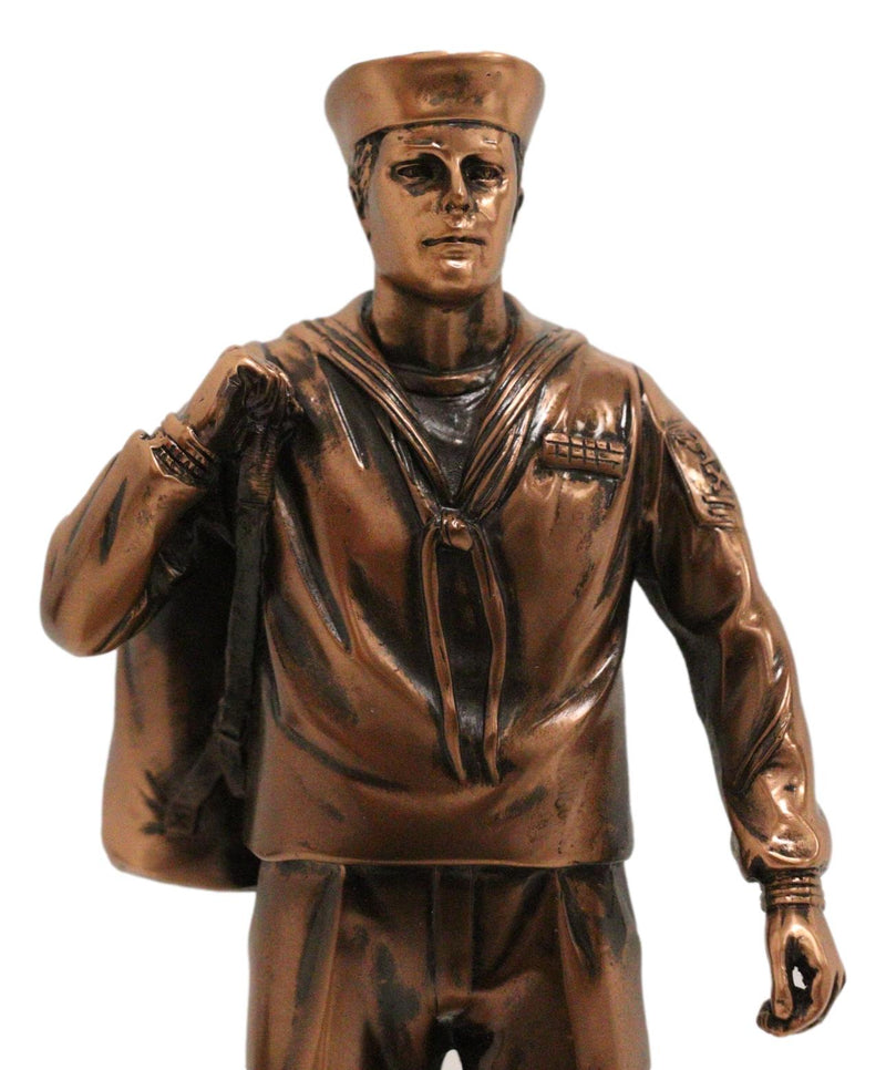 Patriotic Men Of Duty Homecoming Decorated Navy Sailor In Uniform Statue 11.5"H