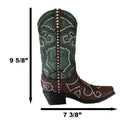 Ebros Rustic Western Teal Faux Tooled Leather W/ Nailheads Cowgirl Boot Decor