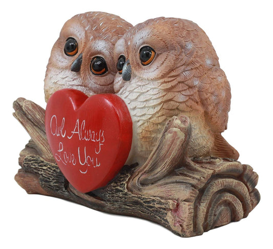 Ebros Romantic Owl Couple Statue Wisdom Of The Forests Love Birds Pair Of Owls Holding Heart Shaped Sign - Ebros Gift