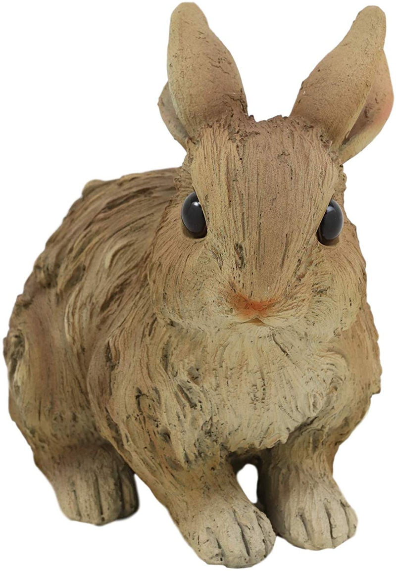 Ebros Crouching Bunny Rabbit Resin Statue 5.5"H Faux Driftwood Finish Figurine