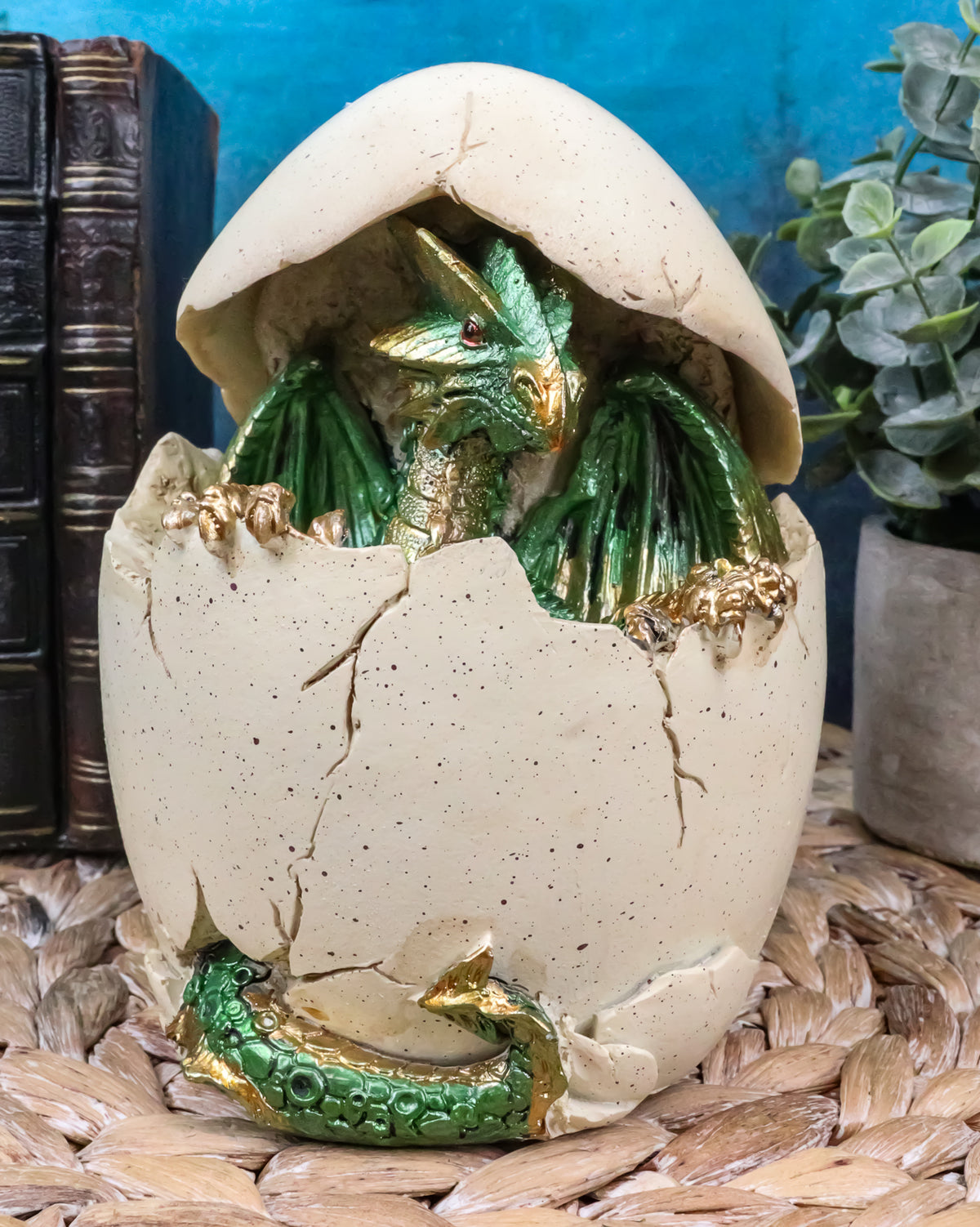Emerging Green Dragon Egg Hatchling With Colorful LED Night Light Figurine Decor - Ebros Gift