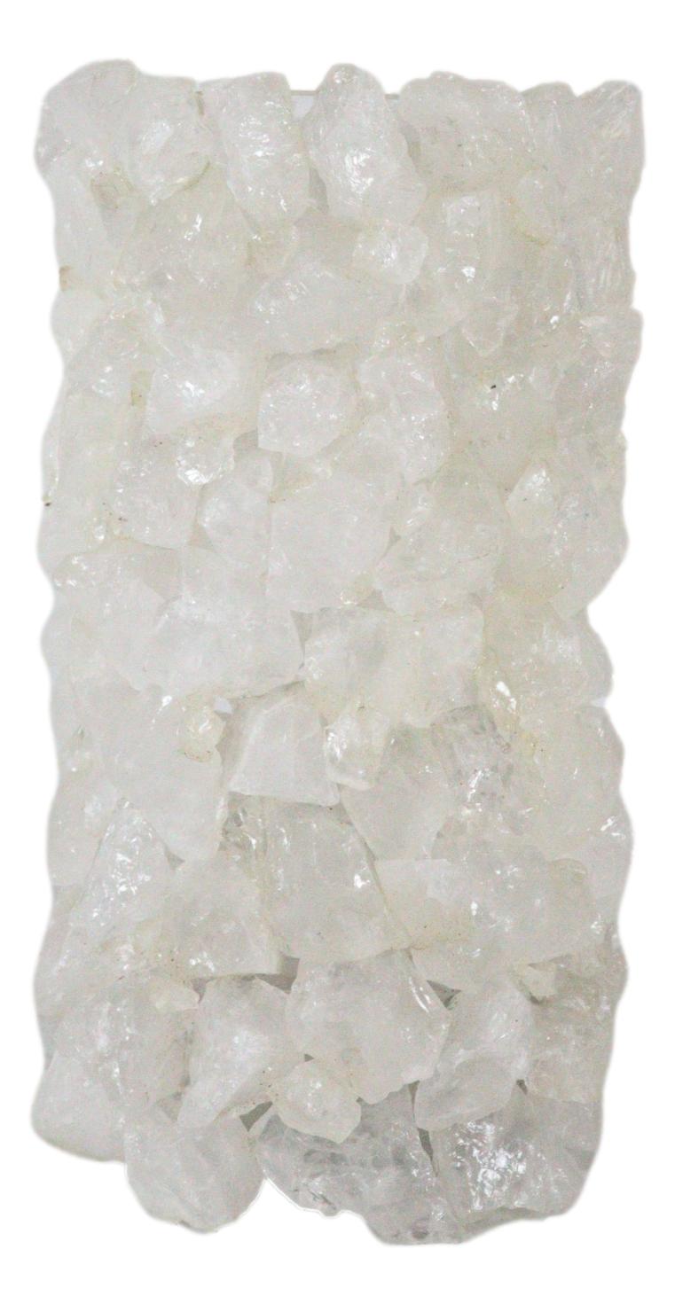 Pillar Quartz Crystal Mineral Stone Rocks Floral Vase Modern Accent Decor 12"H