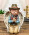 Rustic Western Cowboy Angel Wearing Hat And Red Scarf Praying Figurine