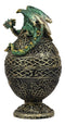 Ebros Gift Green Dragon Perching On Celtic Knotwork Decorative Box