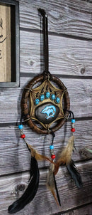 Turquoise Native Bear Paw Dreamcatcher Wall Hanging Decor 5"Diam Dream Catcher