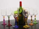 Italian Set of 6 Beveled Champagne Wine Glasses With Infused Colorful Stems