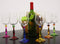 Italian Set of 6 Beveled Champagne Wine Glasses With Infused Colorful Stems
