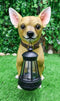 Picante Mexican Chihuahua Dog Decor Path Lighter Statue With Solar LED Lantern