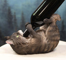 Brown Maine Coon Feline Kitty Cat Wine Bottle Holder Caddy Figurine Bar Accent