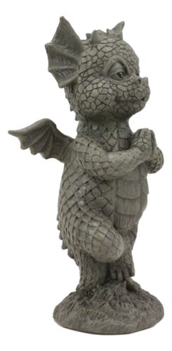 Small Baby Garden Dragon In Zero Gravity Yoga Balance Faux Stone Finish Statue