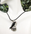 Ebros Infected Red Eyed Raven On Skull Pendant Jewelry Necklace Lead Free Pewter