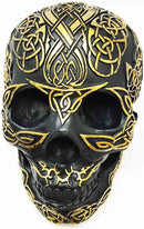 Black and Gold Tribal Tattoo Warrior Celtic Skull Figurine Sculpture Collectible