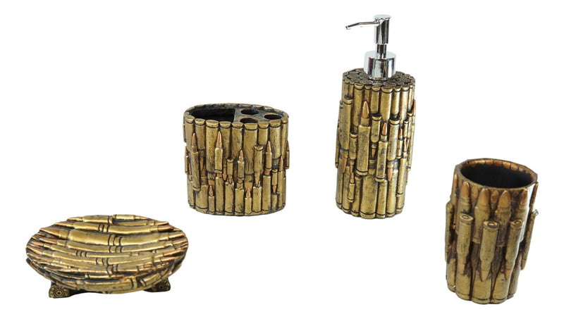 Western Rifle Bullets Soap Pump Tumbler Cup Soap Dish And Toothbrush Holder Set