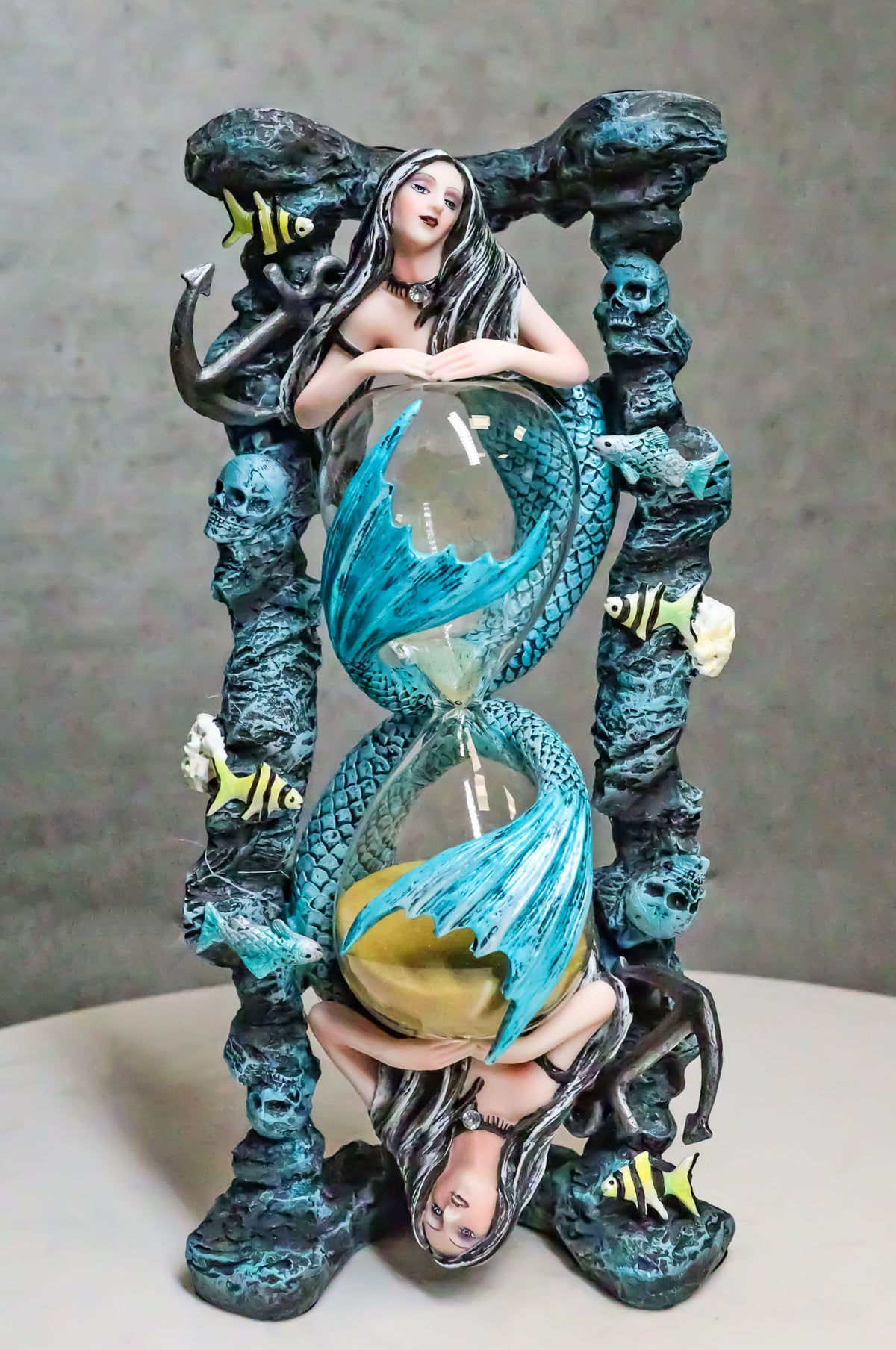 Ebros Large Sirens Of The Seas Necromancer Gothic Mermaid Sand Timer Pillar 9"H - Ebros Gift