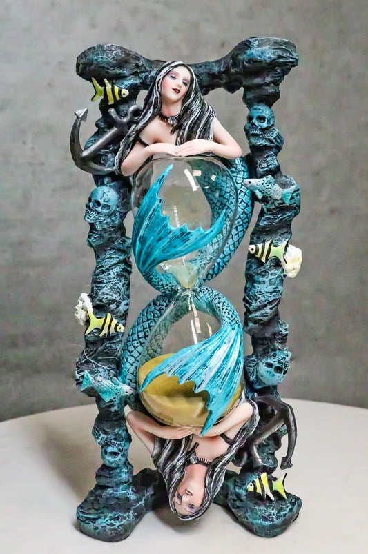 Ebros Large Sirens Of The Seas Necromancer Gothic Mermaid Sand Timer Pillar 9"H - Ebros Gift