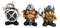 Small Chibi Norse Viking Berserk Warriors with Axe Sword Shield Statue Set of 3