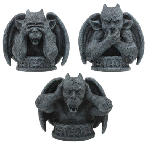 Notre Dame See Hear Speak No Evil Winged Gargoyle Statue Set Of 3 Mini Gargoyles