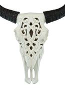 Southwest Great Plains Bison Ox Steer Bull Stencil Tooled Skull Wall Decor 19"H