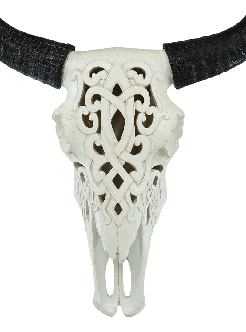 Southwest Great Plains Bison Ox Steer Bull Stencil Tooled Skull Wall Decor 19"H