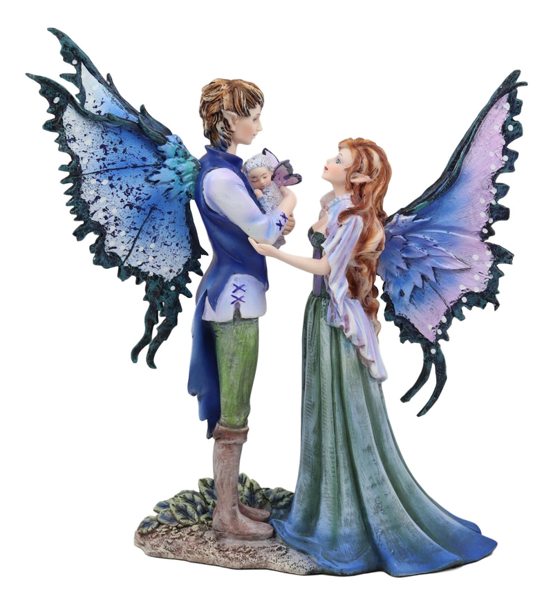 Ebros Amy Brown Family Love Fairy Mother Father and Baby Child Statue 9.5" Tall Fantasy Mythical Faery Garden Magic Collectible Figurine Fairies Pixies Nymphs Decor
