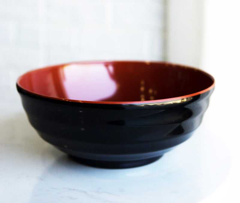 Pack Of 6 Red Black Melamine Ridged Rice Pasta Salad ereal Soup Bowls 54oz 8"D