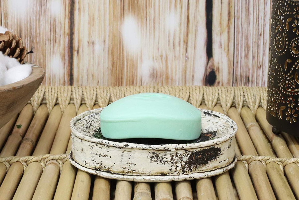 Ebros Rustic Black Bear in Pine Tree Bathroom Bar Soap Dish W/ Birch Wood Finish - Ebros Gift