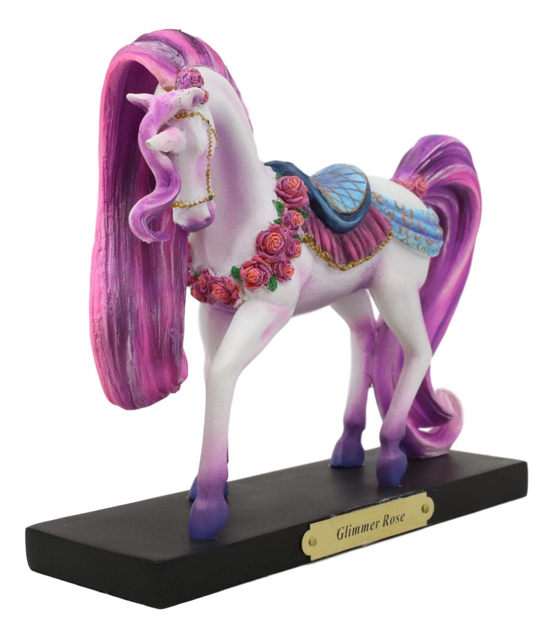 Ebros Rose Khan Fantasy Glimmer Rose Unicorn Mare Horse Figurine 7.75"W Statue