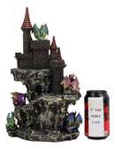 Ebros Medieval Renaissance Castle Tower Fortress by Stepped Rocky Cliff Display Stand Statue With 12 Miniature Dragons In Different Poses Figurine 13 Piece Set Featuring Color Changing LED Night Light