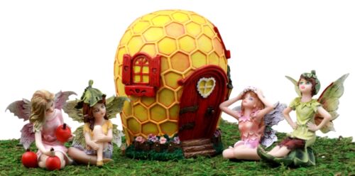 Fairy Garden Miniatures Starter Kit Bumblebee Honeycomb & 4 Mini Fairy Figurines