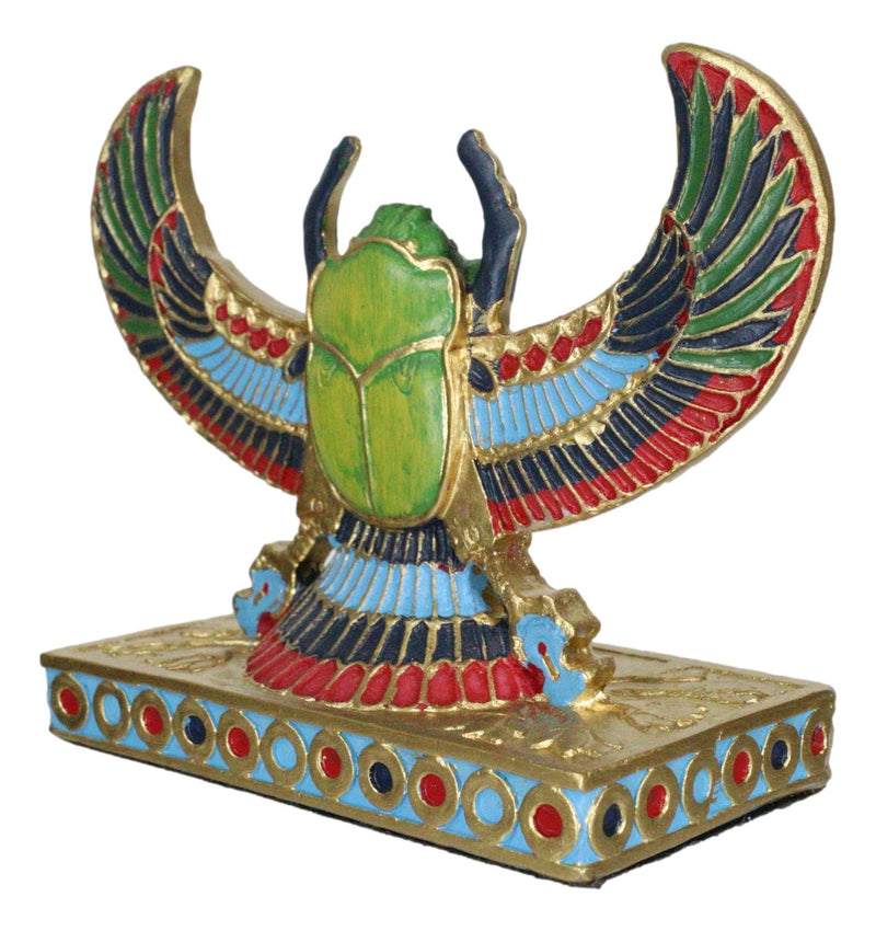 Egyptian Beautiful Golden Winged Scarab Amulet Ankh Symbol of Rebirth Figurine