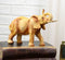 Safari Savannah Landscape Majestic Elephant With Trunk Up Faux Wood Figurine