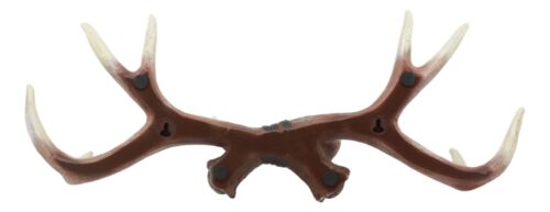 Ebros White Rustic 10 Point Stag Deer Antlers Rack Wall Plaque 17"W Coat Hooks