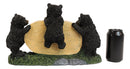 Ebros Welcome To Our Den Rustic Forest Papa Mama Cub Black Bears With Log Sign Statue