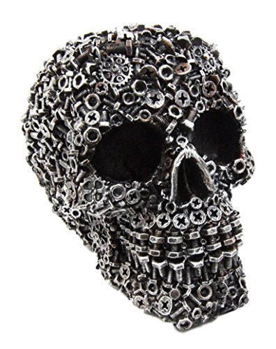 Ebros Junkyard Mechanic Gears Nuts Bolts And Screws Hardware Skull Decorative Figurine - Ebros Gift