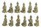 Golden Miniature Meditating Buddha Amitabha Many Mudra Poses Figurine Set of 12