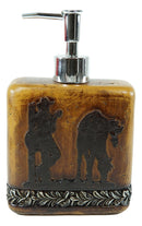 Rustic Western Cowboy With Horse Faux Wood Liquid Soap Or Lotion Pump Dispenser