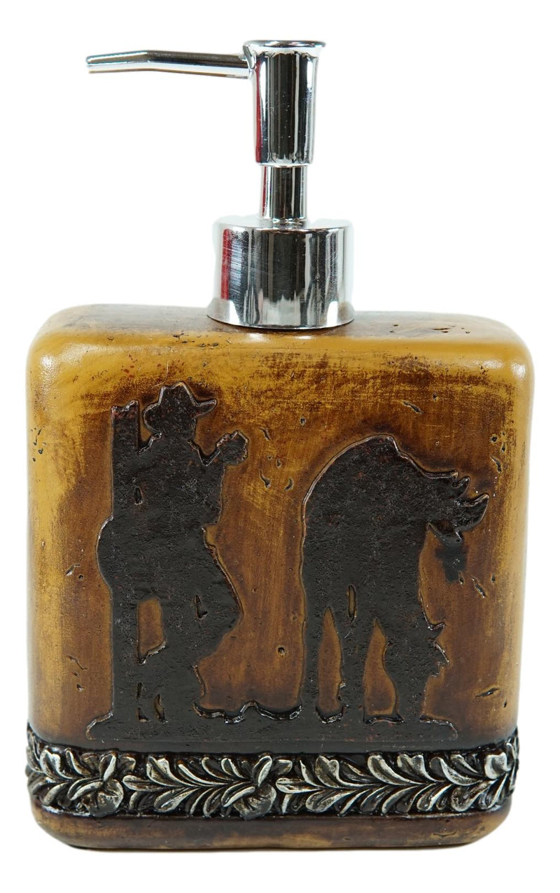 Rustic Western Cowboy With Horse Faux Wood Liquid Soap Or Lotion Pump Dispenser
