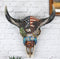 Western Patriotic Bull Cow Skull With American Flag Bald Eagle Army Wall Decor